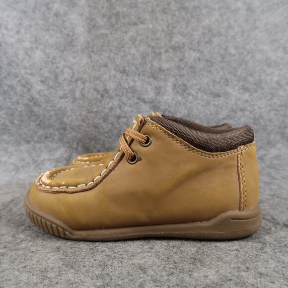 Childrens Place Shoes Baby Toddler 7 Bootie Sneaker Lace Up Moc Brown Trainer - Picture 4 of 12